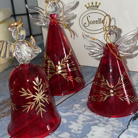 Vintage Sorelle Christmas Ornaments -  Set 3 pcs Red and Gold - Picture 8 of 12
